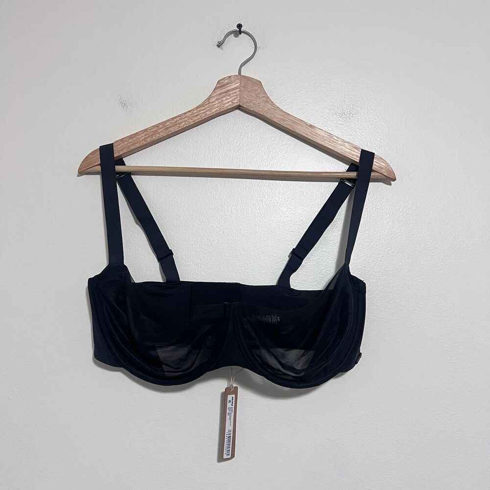 New NWT SKIMS Black Sheer unlined Balconette Bra sz 38 DD - Picture 2 of 9